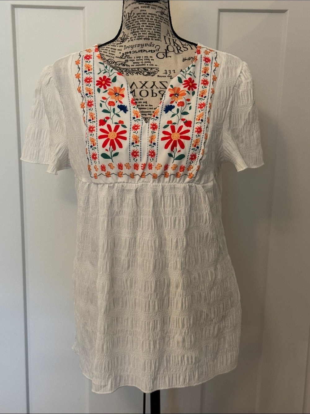 Boho Tunic with Floral Yoke